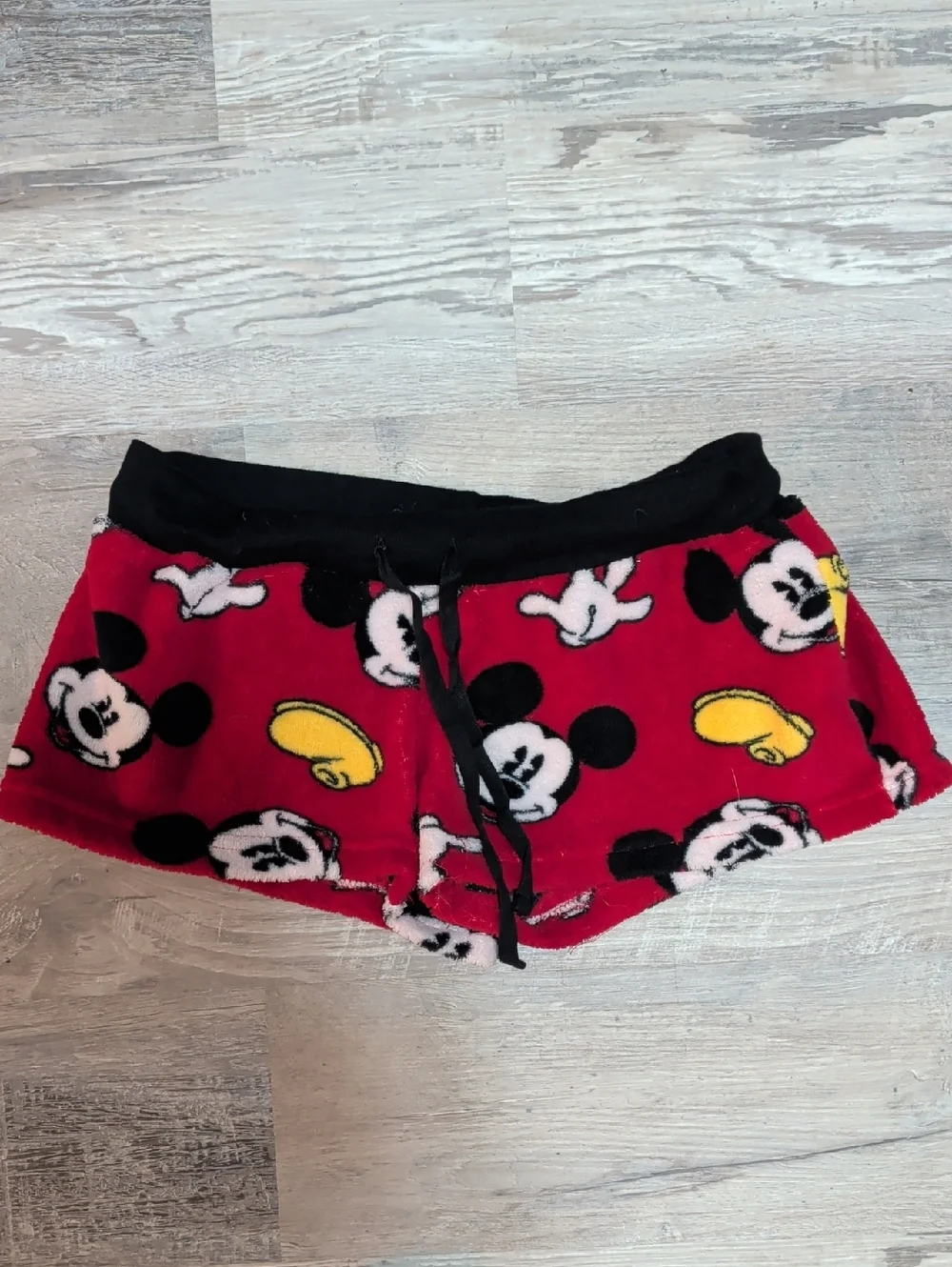 Disney Red Mickey Mouse Fleece Shorts with Black Waistband Size S - Picture 1 of 3
